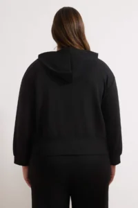 Trendyol Curve Black Thin Soft Comfortable Draped Material Front Zippered Plus Size Tracksuit - Image 4