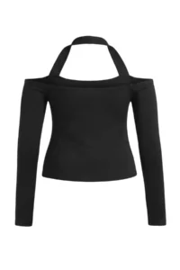 Trendyol Curve Black Black Square Neck Crop Knitting Blouse - Image 7