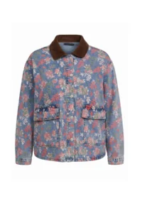 Trendyol Curve BLUE flower patterned DENIM Plus Size Jacket - Image 5