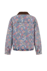 Trendyol Curve BLUE flower patterned DENIM Plus Size Jacket - Image 7