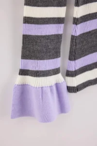 Trendyol Curve Lilac Striped Polo Shirt Collar Jewelry buttoned Fitted Plus Size Knitwear Sweater - Image 2
