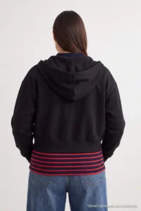Trendyol Curve Black Regular/Normal Pattern Hooded Thick Knitting Sweatshirt with Fleece inside - Image 2