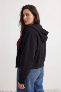 Trendyol Curve Black Regular/Normal Pattern Hooded Thick Knitting Sweatshirt with Fleece inside - Image 3