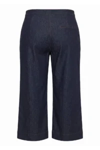 Trendyol Curve NAVY BLUE High Waist Wide Leg Accessory Detailed Plus Size Weaving Pants - Image 7