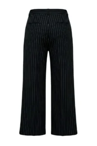 Trendyol Curve Black Striped Straight Fit High Waist Knitting Pants - Image 5