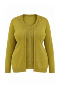 Trendyol Curve Oil Green Double Button Look Thin Seasonal Crop Knitwear Cardigan - Image 4