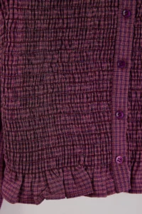 Trendyol Curve Multicolored Plaid/Checkered Ruffle Detailed Plus Size Weaving Shirt - Image 6
