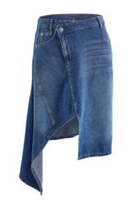Trendyol Curve BLUE Regular Waist Skirt Ucu Asymmetric DENIM Plus Size Skirt - Image 5