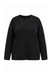 Trendyol Curve Anthracite Thick Cotton Eskitme Efektli relaxed Pattern Crew Neck Knitting T-Shirt - Image 4