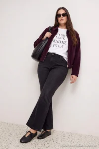 Trendyol Curve Anthracite High Waist comfort/Flexible flared leg Flare jeans