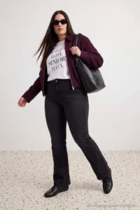 Trendyol Curve Anthracite High Waist comfort/Flexible flared leg Flare jeans - Image 3
