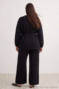 Trendyol Curve Black Lace Soft textured Knitwear Plus Size Bottom - Top Set - Image 5
