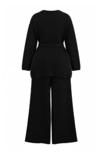 Trendyol Curve Black Lace Soft textured Knitwear Plus Size Bottom - Top Set - Image 9