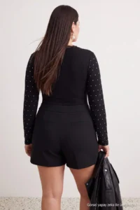 Trendyol Curve Black Rocky padded Party/Chic Knitting snaps Bodysuit - Image 3