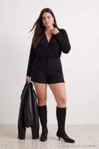 Trendyol Curve Black Rocky padded Party/Chic Knitting snaps Bodysuit - Image 4