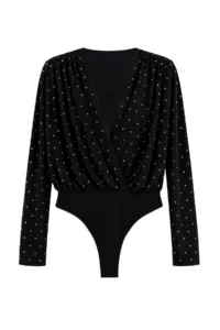 Trendyol Curve Black Rocky padded Party/Chic Knitting snaps Bodysuit - Image 6
