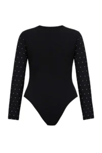 Trendyol Curve Black Rocky padded Party/Chic Knitting snaps Bodysuit - Image 8