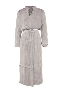 TRENDYOLMİLLA Mink Weaving Maxi 100% Cotton Beach Blouse Pants Set - Image 3