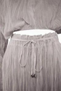 TRENDYOLMİLLA Mink Weaving Maxi 100% Cotton Beach Blouse Pants Set - Image 4
