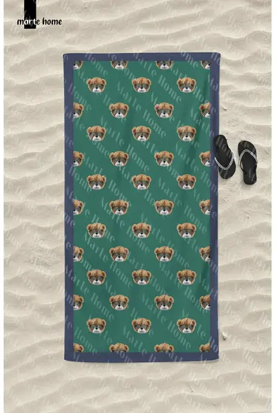 Marte Home Green Teddy Bear Beach Towel