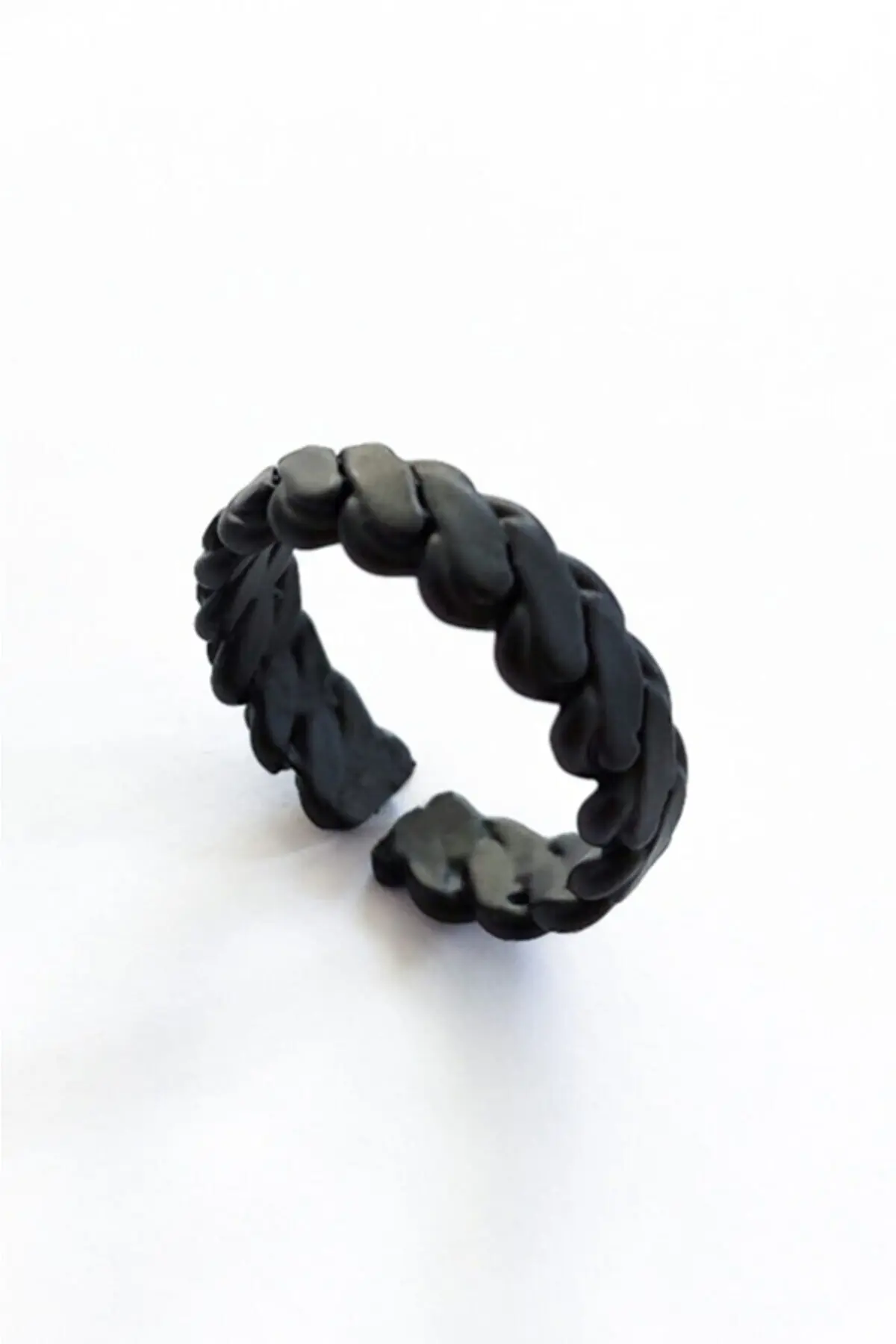 The Collection Matte Black Coiled Ring Knight Adjustable Ring