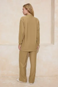 Trendyol Modest Khaki Oversized textured Zippered Tracksuit - Image 4