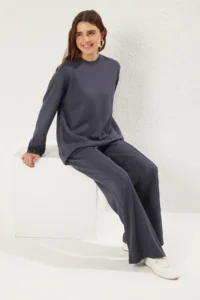 Trendyol Modest Anthracite Soft textured Tracksuit