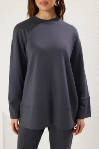 Trendyol Modest Anthracite Soft textured Tracksuit - Image 3