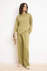Trendyol Modest Khaki Oversized Silky interlock Plain Knitting