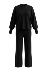 TRENDYOLMİLLA Black Wide Pattern Basic Knitwear Bottom - Top Set - Image 7