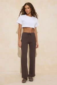 TRENDYOLMİLLA Brown-NAVY BLUE 2 Sets Paket Flare/flared leg High Waist Knitting Sweatpants - Image 2