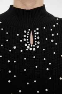 TRENDYOLMİLLA Black Stone And Pearl Detailed Knitwear Sweater - Image 3