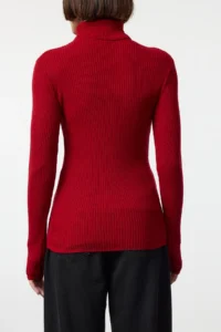 TRENDYOLMİLLA Red High Neck Sleeve Detailed Knitwear Sweater - Image 4