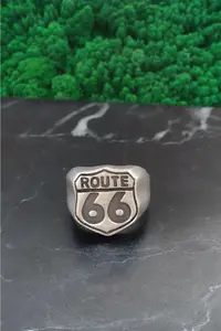 The Collection Route 66 Amblemi Adjustable Silver Plated Ring - Image 3