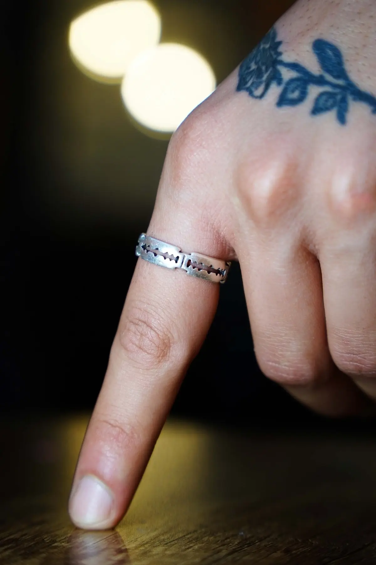 The Collection Unisex Razor Model Adjustable Silver Plated Ring