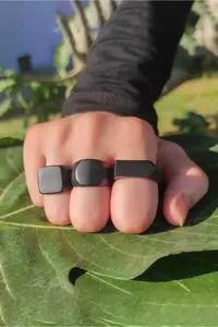 The Collection Men MATTE Black Adjustable Ring Set