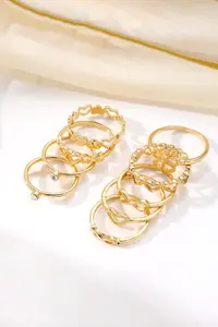 The Collection 9-Piece Combination Joint Gold Heart Clover Infinity Model Ring Set - Image 5