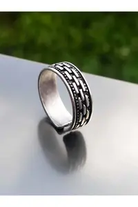 The Collection Unisex Silver Plated Adjustable Ring Set - Image 4