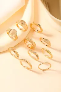 The Collection 10-Piece Combination Pole Star Model Joint Gold Ring Set - Image 7