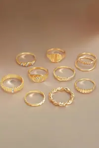 The Collection 10-Piece Combination Pole Star Model Joint Gold Ring Set - Image 8