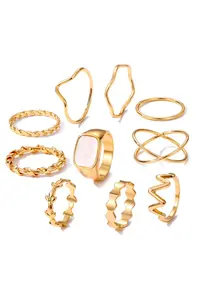 The Collection 10 Pack Kombin Eklem Gold Mineli Ring Set - Image 5