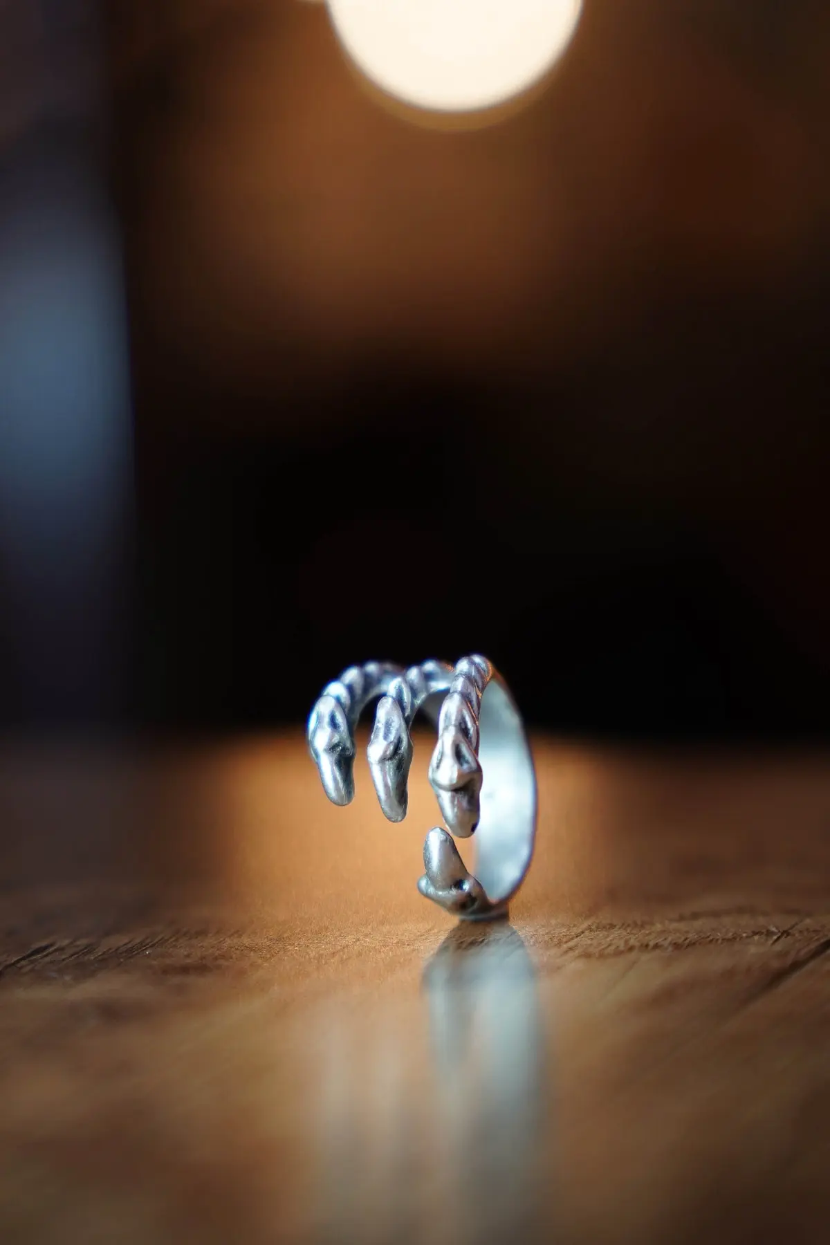 The Collection Antique Silver Plated Skeleton Claw Adjustable Ring