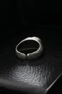 The Collection Antique Silver Plated Face Model Adjustable Ring - Image 4