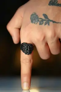 The Collection Skeleton Double Hand Shaped Adjustable Black Ring - Image 3