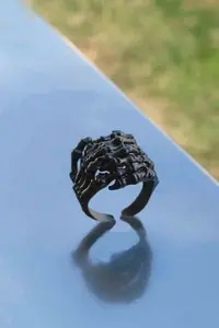 The Collection Skeleton Double Hand Shaped Adjustable Black Ring - Image 5