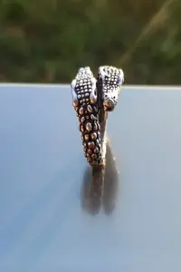 The Collection Double Headed Crocodile Silver Plated Adjustable Ring - Image 2