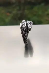 The Collection Double Headed Crocodile Silver Plated Adjustable Ring - Image 5