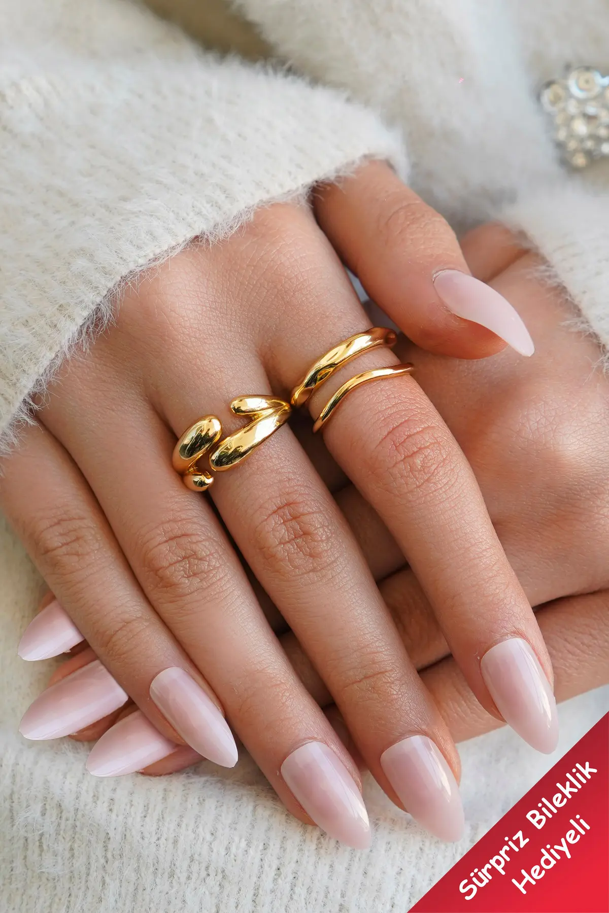 The Collection Set of 2 Modern Domed Vintage and Double Row Form Vip Gold Rings