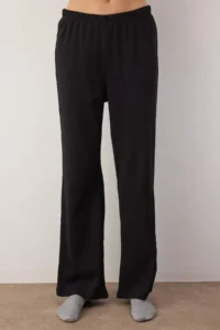 TRENDYOLMiLLA Black Ribbed Knitting Pajama Set - Image 3