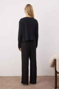 TRENDYOLMiLLA Black Ribbed Knitting Pajama Set - Image 4